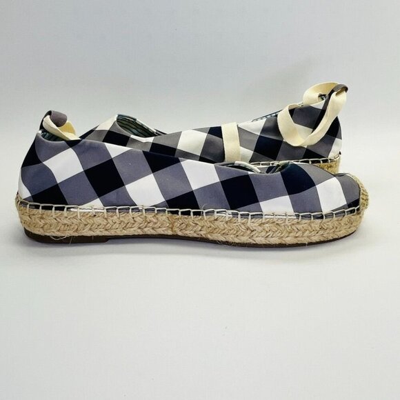 Draper James Georgia Wedge Espadrilles Women's Size 10 Navy, White Ankle Tie - Picture 6 of 13